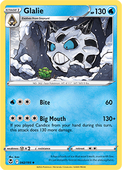 Uncommon Pokémon card Glalie 042/195 from Silver Tempest expansion