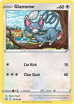 Glameow 115/163 Pokémon card from Battle Styles for sale at best price
