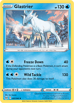 Rare Holo Pokémon card Glastrier 051/196 from Lost Origin expansion
