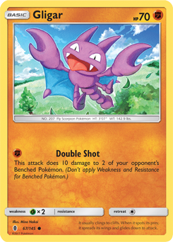 Common Pokémon card Gligar 67/145 from Guardians Rising expansion