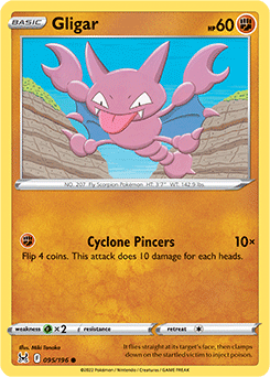 Common Pokémon card Gligar 095/196 from Lost Origin expansion