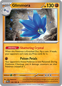 Rare Pokémon card Glimmora 126/193 from Paldea Evolved expansion