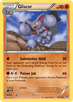 Rare Pokémon card Gliscor 47/119 from Phantom Forces expansion