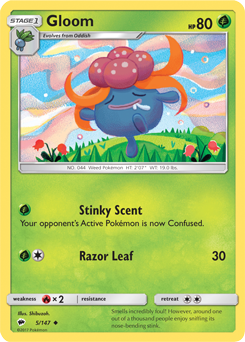 Uncommon Pokémon card Gloom 5/147 from Burning Shadows expansion