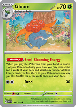 Uncommon Pokémon card Gloom 44/165 from 151 expansion
