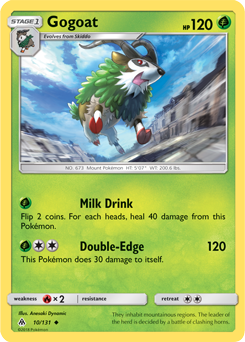 Uncommon Pokémon card Gogoat 10/131 from Forbidden Light expansion
