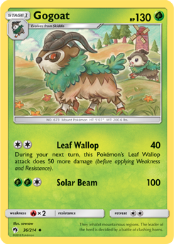 Gogoat 36/214 Pokémon card from Lost Thunder for sale at best price