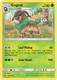 Uncommon Pokémon card Gogoat 36/214 from Lost Thunder expansion