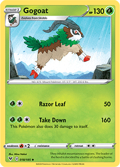 Uncommon Pokémon card Gogoat 018/185 from Vivid Voltage expansion