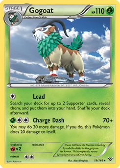 Rare holo Pokémon card Gogoat 19/146 from X&Y expansion