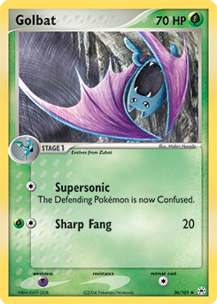 Uncommon Pokémon card Golbat 36/101 from Ex Hidden Legends expansion