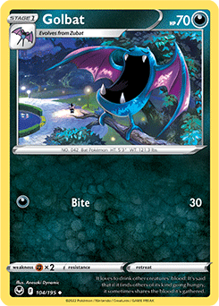 Uncommon Pokémon card Golbat 104/195 from Silver Tempest expansion