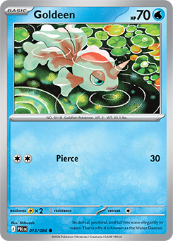 Common Pokémon card Goldeen 13/84 from Pitch Black expansion
