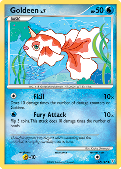 Common Pokémon card Goldeen 107/147 from Supreme Victors expansion