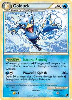 Rare Pokémon card Golduck 22/102 from Triumphant expansion