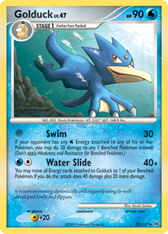 Rare Pokémon card Golduck 29/127 from Platinuim expansion