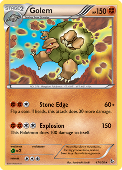Rare Pokémon card Golem 47/106 from Flashfire expansion