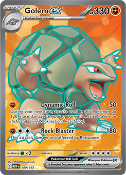 Ultra rare Pokémon card Golem ex 189/165 from 151 expansion