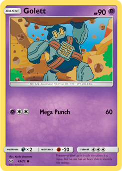 Common Pokémon card Golett 43/73 from Shining Legends expansion