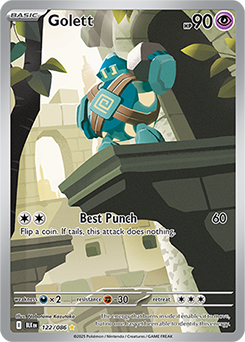 Illustration rare Pokémon card Golett 122/86 from Black Bolt expansion