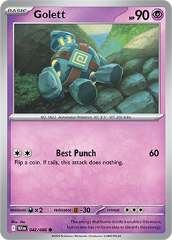 Common Pokémon card Golett 42/86 from Black Bolt expansion