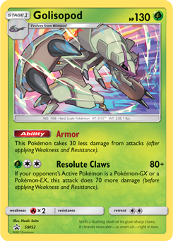 Promo Pokémon card Golisopod SM52 from Sun and Moon Promos expansion