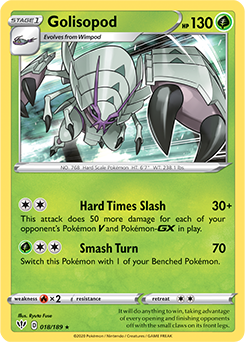 Rare Holo Pokémon card Golisopod 18/189 from Darkness Ablaze expansion