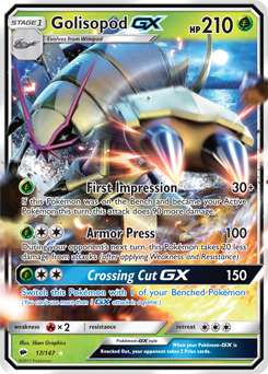 Pokémon GX Pokémon card Golisopod GX 17/147 from Burning Shadows expansion