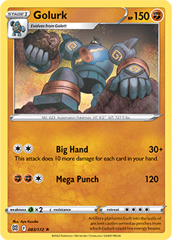 Rare Pokémon card Golurk 083/172 from Brilliant Stars expansion