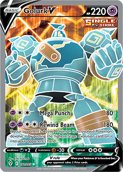 Full Art V Pokémon card Golurk V 181/203 from Evolving Skies expansion