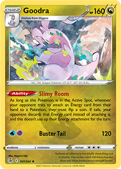 Rare Pokémon card Goodra 197/264 from Fusion Strike expansion