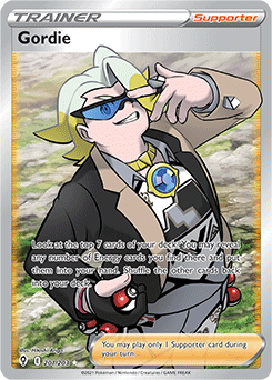 Full Art Trainer Pokémon card Gordie 201/203 from Evolving Skies expansion