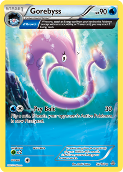 Rare Pokémon card Gorebyss 52/160 from Primal Clash expansion