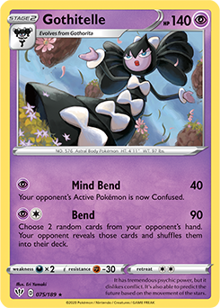 Rare Pokémon card Gothitelle 75/189 from Darkness Ablaze expansion