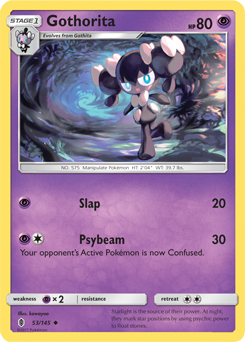 Uncommon Pokémon card Gothorita 53/145 from Guardians Rising expansion