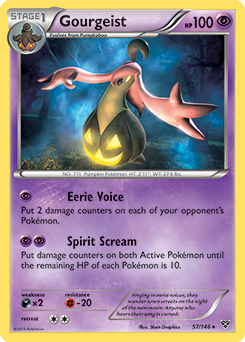 Rare holo Pokémon card Gourgeist 57/146 from X&Y expansion