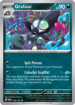 Uncommon Pokémon card Grafaiai 146/193 from Paldea Evolved expansion