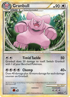 Rare Pokémon card Granbull 26/95 from Call of Legends expansion