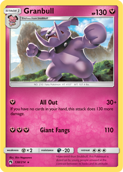 Granbull 138/214 Pokémon card from Lost Thunder for sale at best price