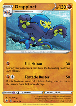 Rare Pokémon card Grapploct 101/185 from Vivid Voltage expansion