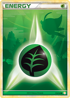 Common Pokémon card Grass Energy 115/123 from HeartGold SoulSilver expansion