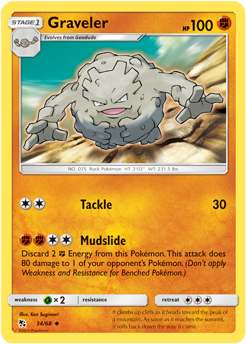 Uncommon Pokémon card Graveler 34/68 from Hidden Fates expansion