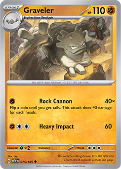 Uncommon Pokémon card Graveler 75/165 from 151 expansion