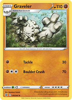 Uncommon Pokémon card Graveler 136/264 from Fusion Strike expansion