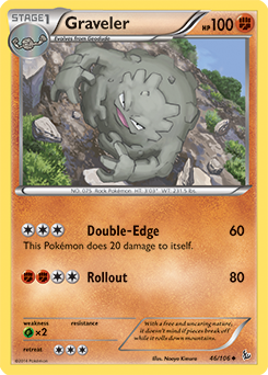 Uncommon Pokémon card Graveler 46/106 from Flashfire expansion