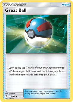Uncommon Pokémon card Great Ball 119/149 from Sun & Moon expansion