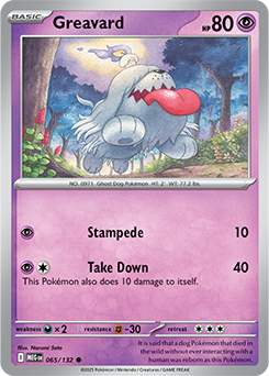 Common Pokémon card Greavard 65/132 from Mega Evolution expansion