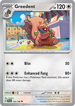 Uncommon Pokémon card Greedent 152/198 from Scarlet & Violet expansion