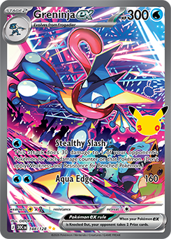 Special illustration rare Pokémon card Greninja ex 148/128 from 30th Celebration expansion