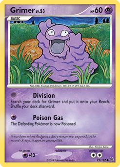 Common Pokémon card Grimer 75/127 from Platinuim expansion
